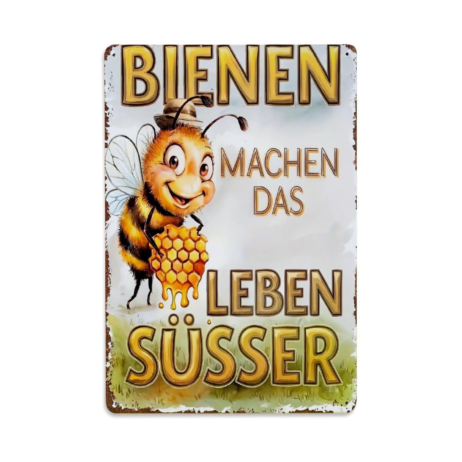 Bee Honeycomb Nature Sweet Life Tin Sign Metal Poster Vintage Metal Signs for Home Man Cave Bar Cafe Kitchen laundry room Wall Decorations Gift 8x12Inch