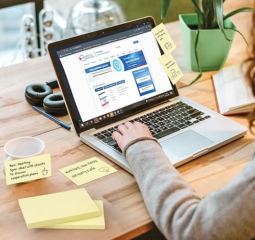 Miniatura 8 de 8 blocs de notas adhesivas grandes amarillas de 3 x 5 pulgadas, 800 hojas autoadhesivas, almohadillas adhesivas reciclables súper adhesivas para