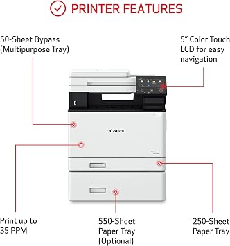 Canon imageCLASS MF751Cdw - Wireless Duplex Color Laser Printer, Multifunction with Copier, Scanner, Automatic Document Feeder, Mobile Ready, 35 PPM, White