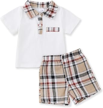 NZRVAWS Toddler Baby Boy Clothes 3 6 9 12 18 Months 2 3T Summer Spring Polo Shirt Shorts Sleeves Set Button Outfits 2 PCS
