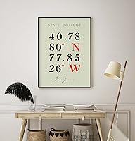 Vista 8 de Mapa de coordenadas multilínea de colores (16x20) de State College, Pennsylvania, Coordenadas Multiline
