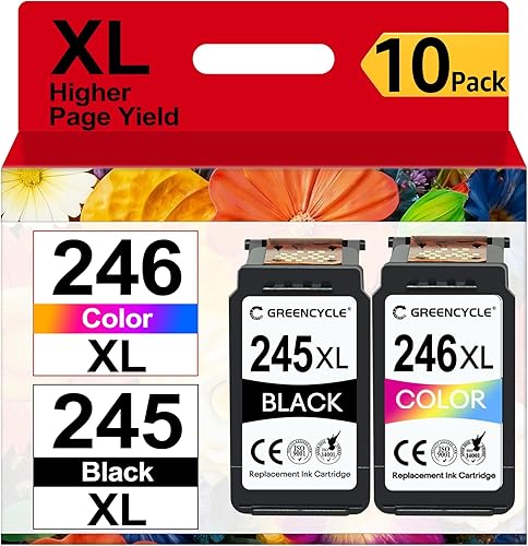 greencycle Paquete de 10 cartuchos de tinta remanufacturados PG245XL CL246XL 245XL 246XL de repuesto para Canon PG-245XL CL-246XL Cartuchos de uso