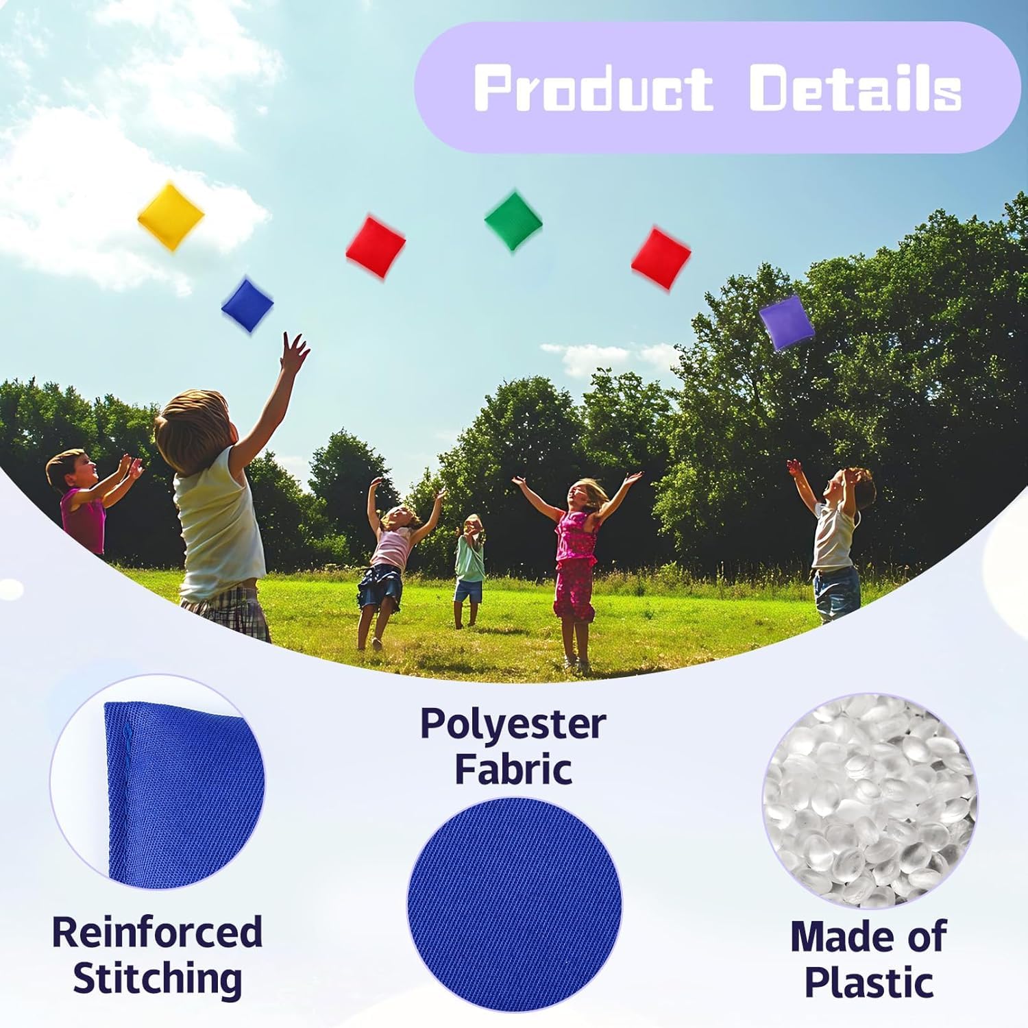 20 Stück Cornhole Säckchen, 10x10cm Nylon Sitzsäcke Werfen, Wurfsäckchen, Bean Bags Wurfspiel für Cornhole Spiel, Toss Bunte Bohnensäckchen Set für Outdoor Spiele (5 Farben)