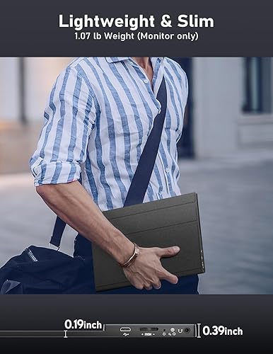 Miniatura 7 de HONGO Monitor portátil para juegos 3K de 14.5 pulgadas para laptop, monitor portátil 3072x1920 90Hz, pantalla IPS FreeSync 15001 de 400 nits, VESA y