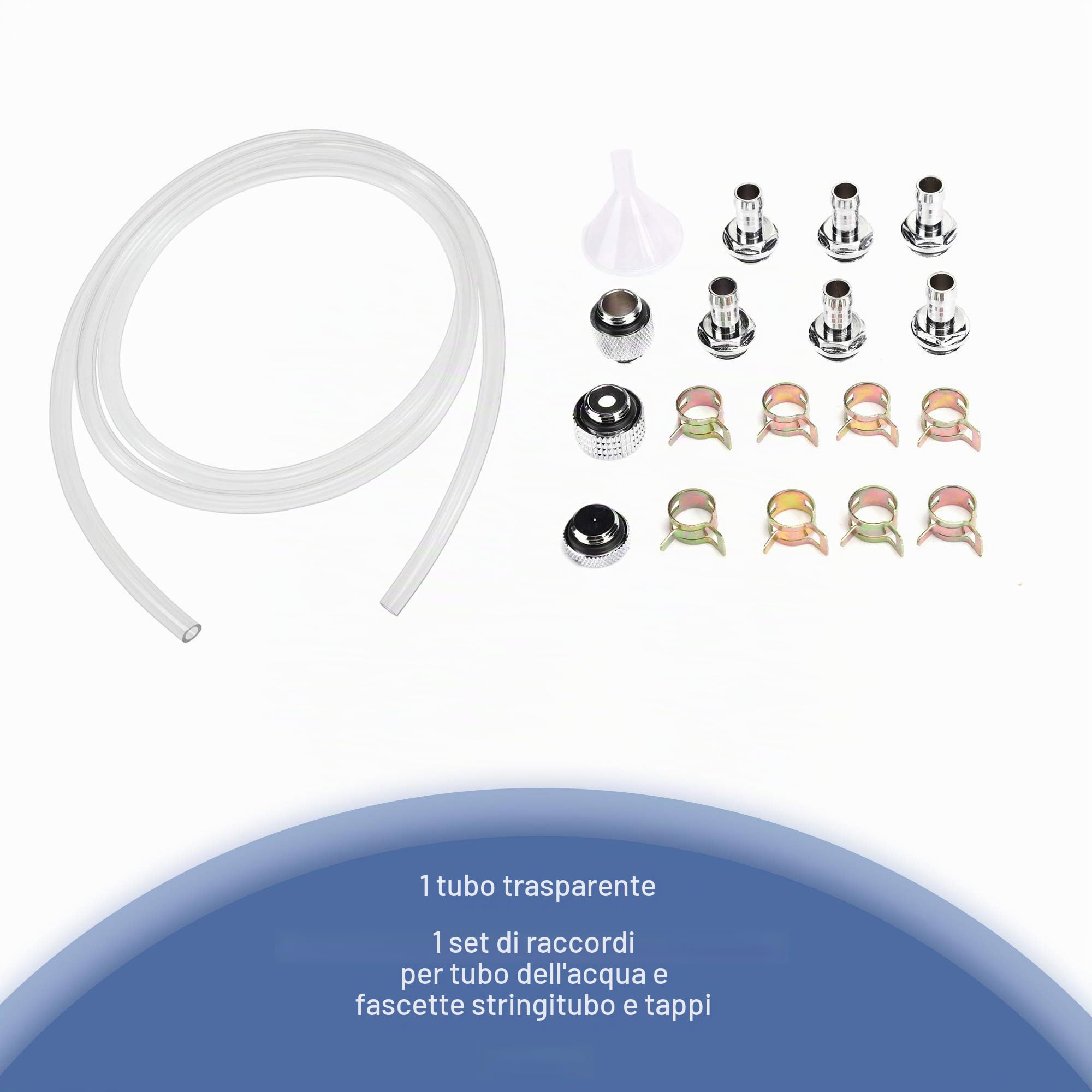 Yunir Kit di Raffreddamento CPU Liquido Blocco CPU/GPU + Serbatoio cilindrico + Pompa Acqua + dissipatore di Calore 240mm + Tubo Trasparente + Kit di Raffreddamento