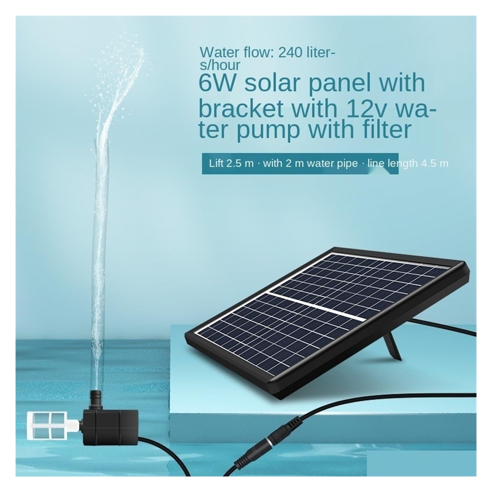 Bomba de Agua Solar, Bomba de agua Solar 12V filtro hidropónico aireación pecera rocalla bombeo de agua bomba sumergible estanque fuente al aire libre(6v3w set)