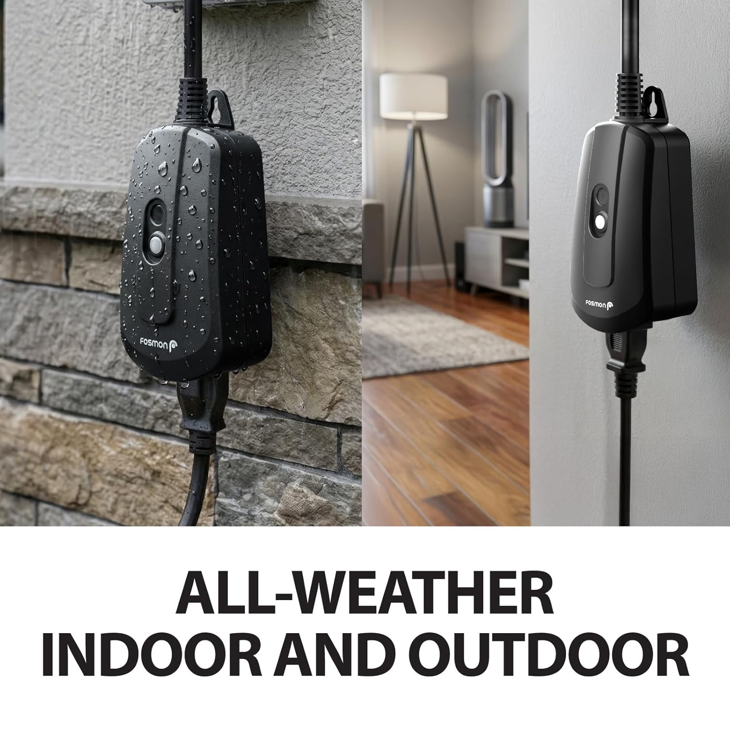 Fosmon Outdoor Wireless Remote Control Outlet, Heavy Duty Waterproof Electrical Plug-in Light Switch, 3-Prong, 100ft Range, Grounded, 3 Receivers, 1 Remote - UL Listed