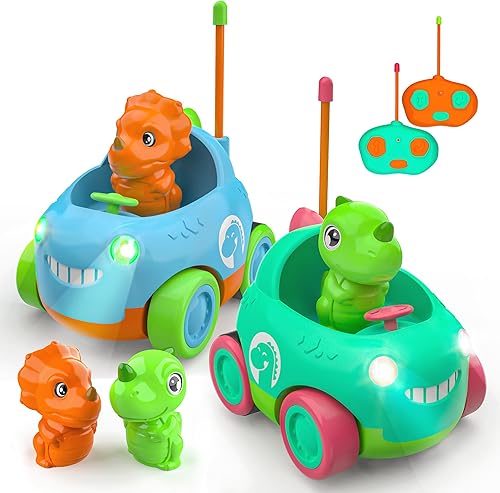 BEZGAR Auto a control remoto para niños pequeños, paquete de 2 juguetes de dinosaurio con controladores de dinosaurios reemplazables, idea de regalo disponible en Yaxa Colombia
