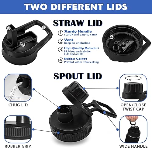 Miniatura 5 de Botellas de agua de 32 onzas, botella de agua aislada, botellas de agua de acero inoxidable, botella de agua de metal de doble pared con popote, 2