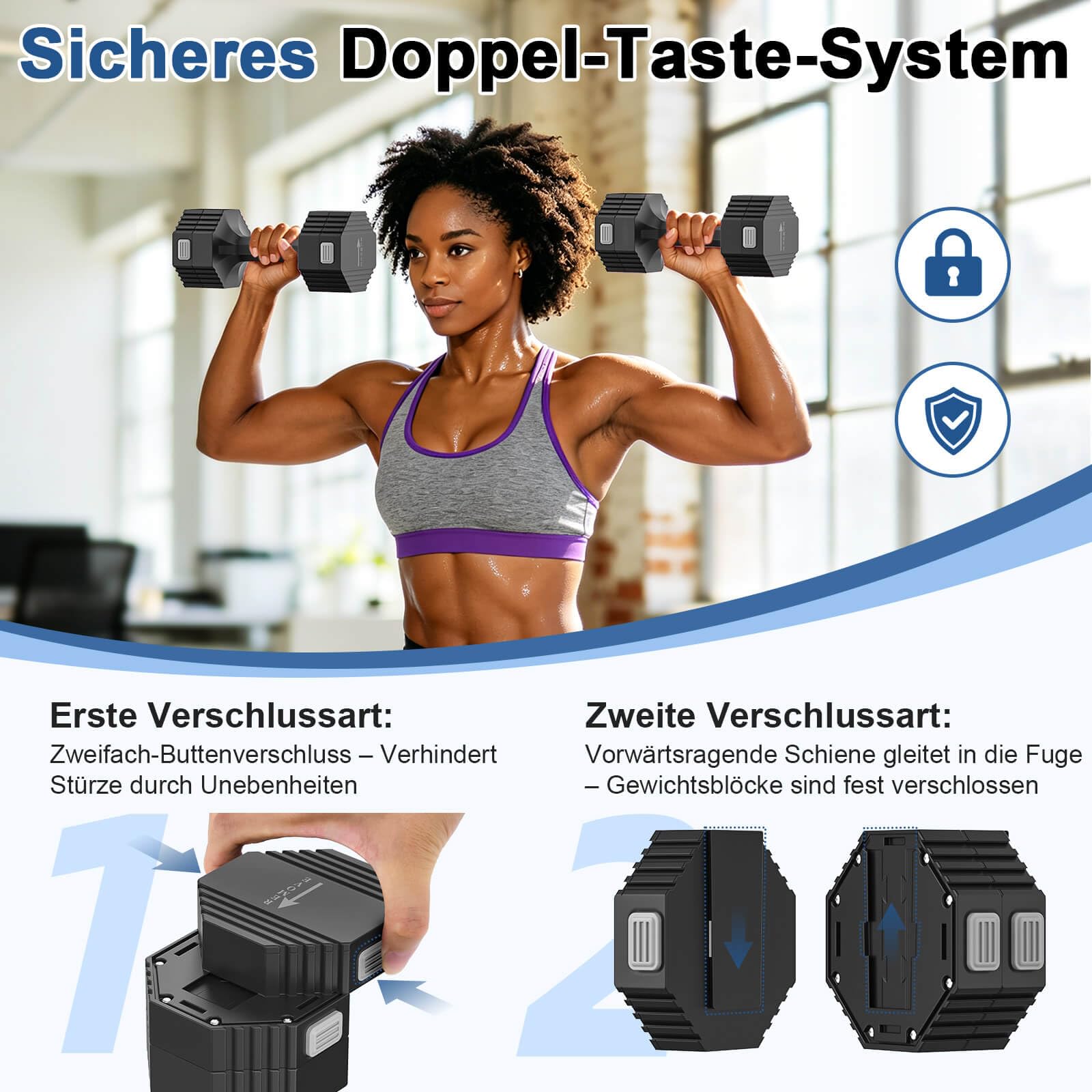 Tepemccu 10kg Verstellbar Hanteln Set, 4-in-1 Kurzhanteln 2er Set