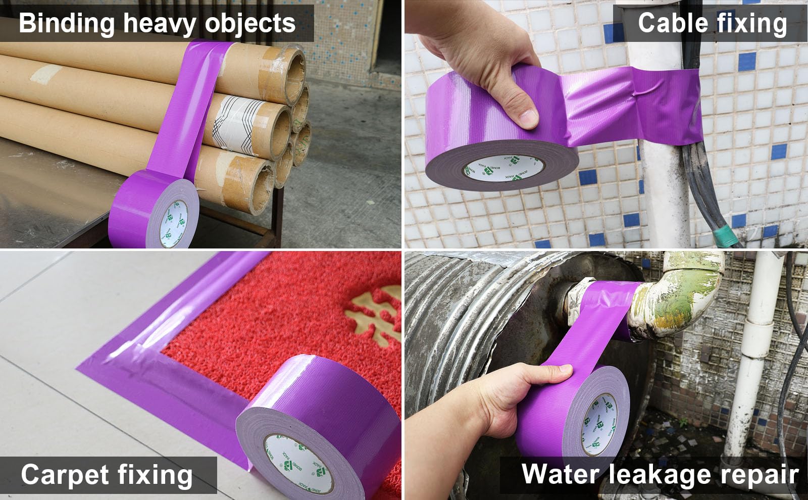 BOMEI PACK Purple Wide Duct Tape Reinforced 75mm x 50m Waterproof Heavy Duty Cloth Gaffer Tape purple for Ducts Fixing Repairing,craft DIY,book repair,carpet seaming,Moving Box Sealing,Bundling - Image 3