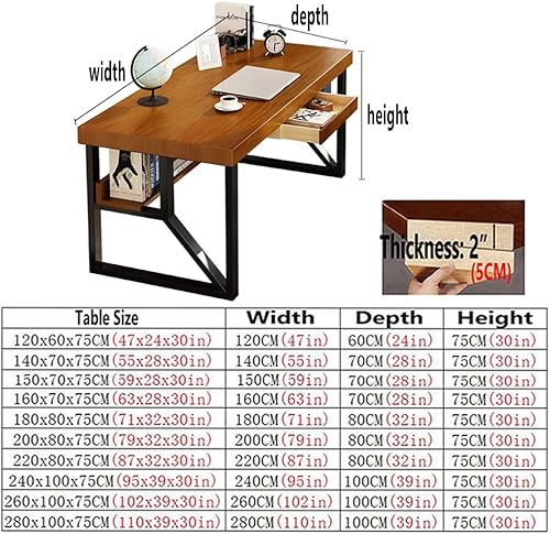 Miniatura 3 de Escritorio de madera maciza para computadora, escritorio moderno y simple de aprendizaje, patas de metal resistentes y tablero de pino de 2.0in