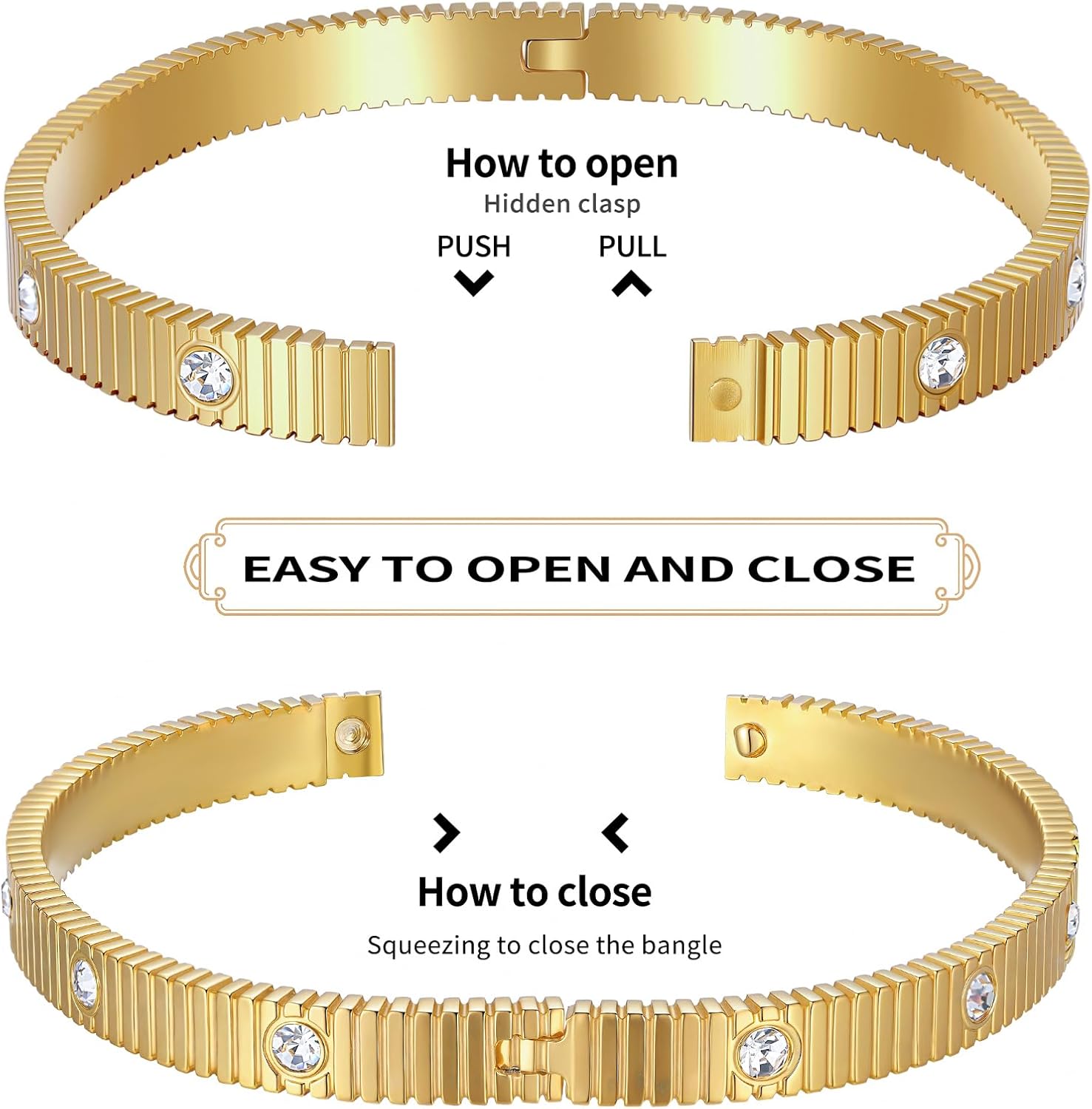 18K Gold Plated Love Bracelets for Women Stainless Steel Cuff Bangle Simple Durable Everyday Wear Jewelry - Image 3