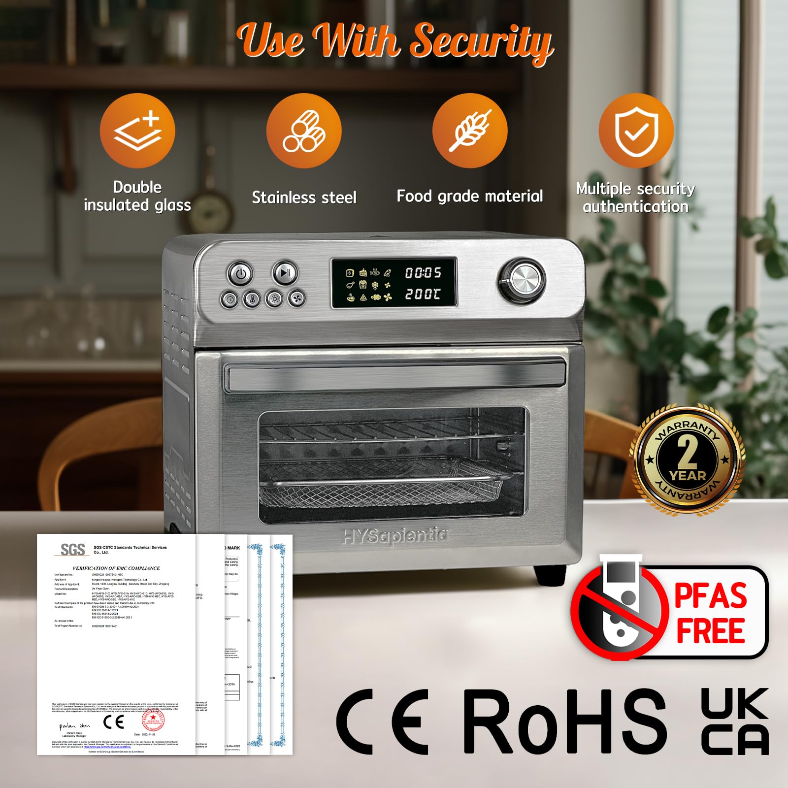 Hysapientiaair Fryer Oven 24l Large Toaster Oven Combo 10 In