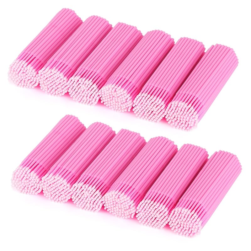 Tbestmax 1200 Escovinhas Microaplicadoras Descartáveis para Extensão de Cílios, Rosa