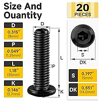 Vista 2 de MYWISH M8 x 30mm 20 piezas de tornillos de cabeza hexagonal con casquillo de hexágono, pernos de muebles de acero inoxidable 304 con rosca completa