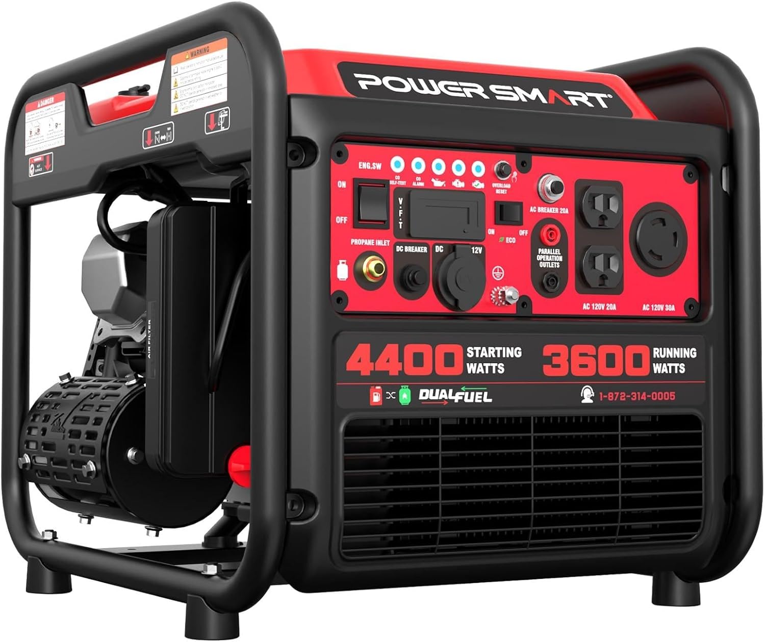PowerSmart 4400-Watt Dual Fuel Portable Generator with Inverter Technology, CO Protect, 30 amp for Home Use and Emergency Backup