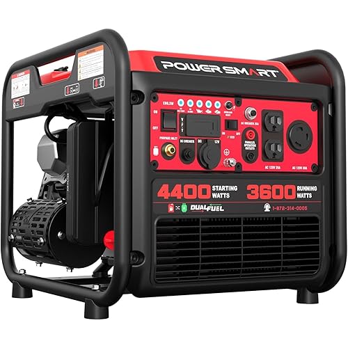 PowerSmart 4400-Watt Dual Fuel Portable Generator with Inverter Technology, CO Protect, 30 amp for Home Use and Emergency Backup