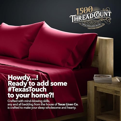 Miniatura 8 de TEXAS LINEN CO. Sábanas de algodón egipcio 100% tamaño King - Juego de sábanas King de 1500 hilos de algodón egipcio, juego de 4 piezas de sábanas