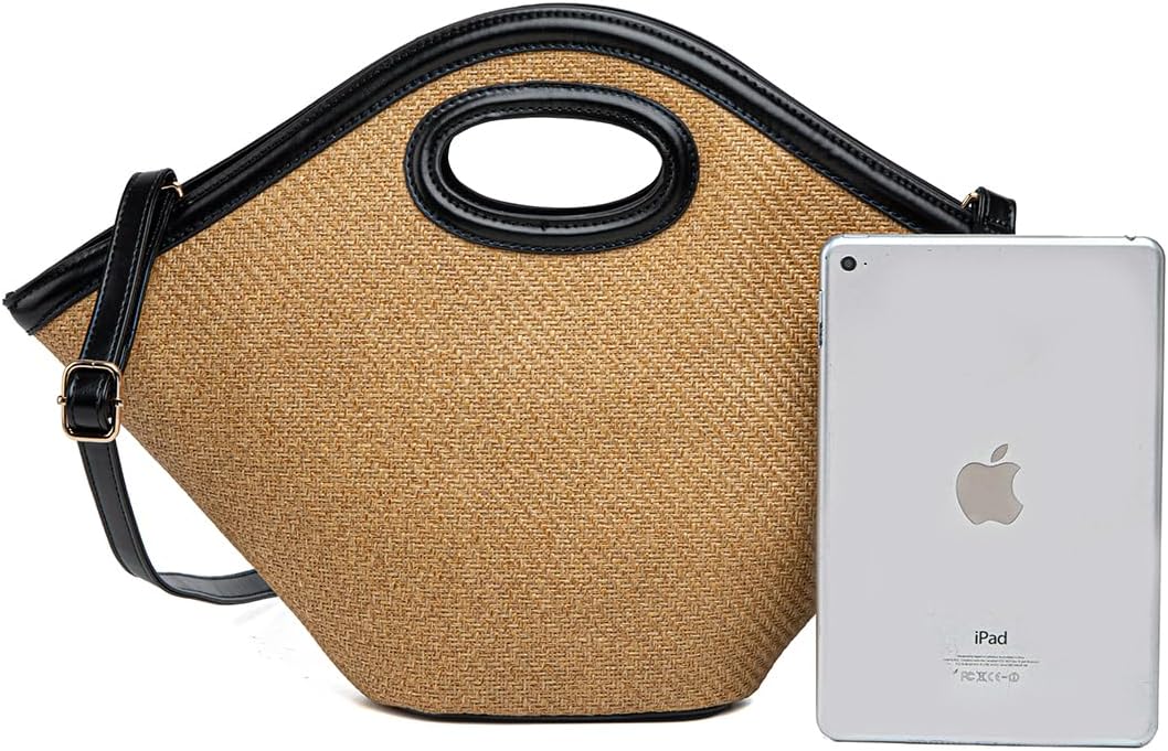 Large Rattan Tote Bag For Women Designer Summer Beach Wicker Purse Woven Vacation Straw Handbag