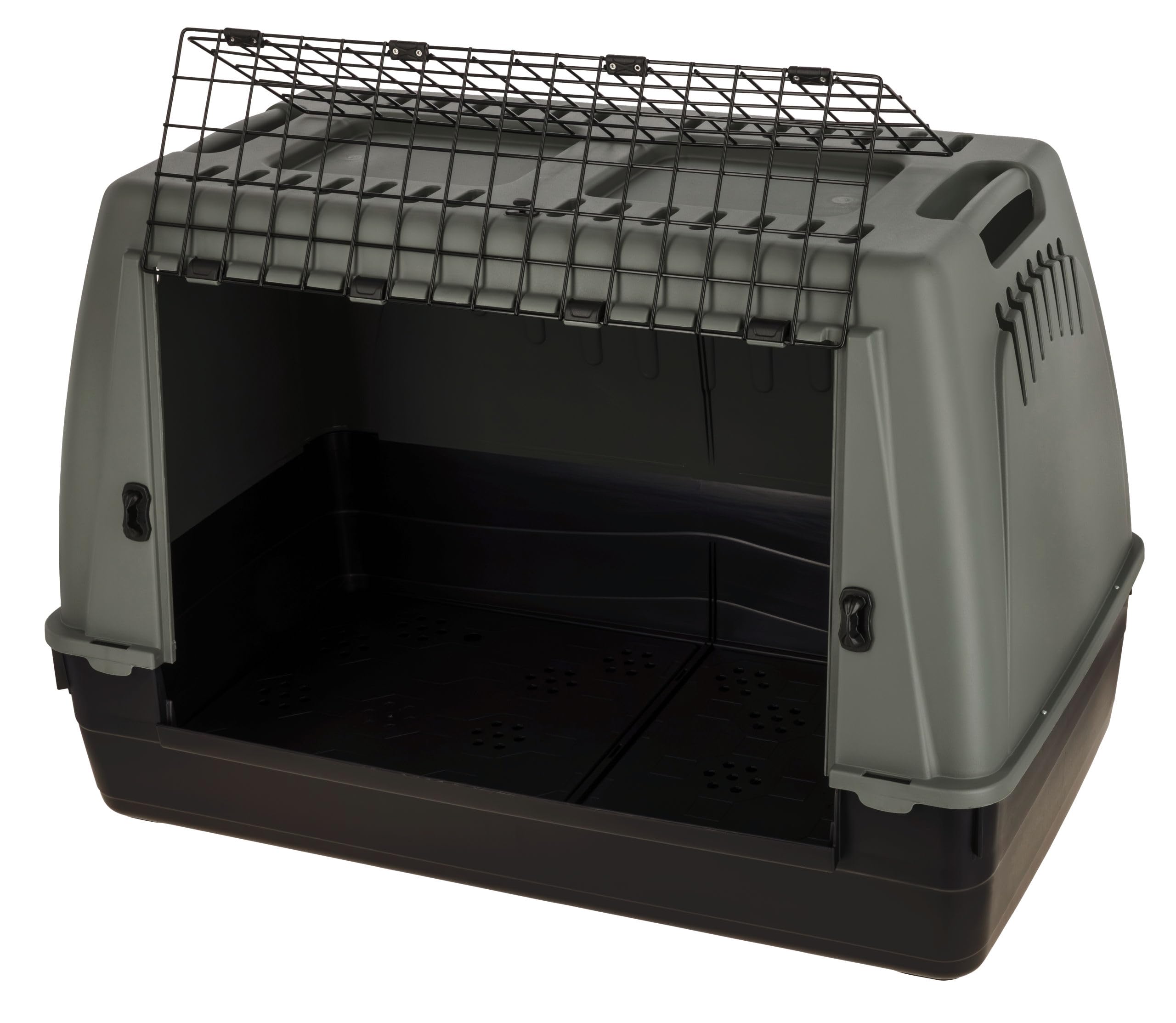 Transportbox Bracco, Hundetransportbox, Hundebox, für große Hunde, recycelter Kunststoff, 100 x 60 x 65 cm, max. 35 kg, Kofferraum geeignet, seitliche Lüftung