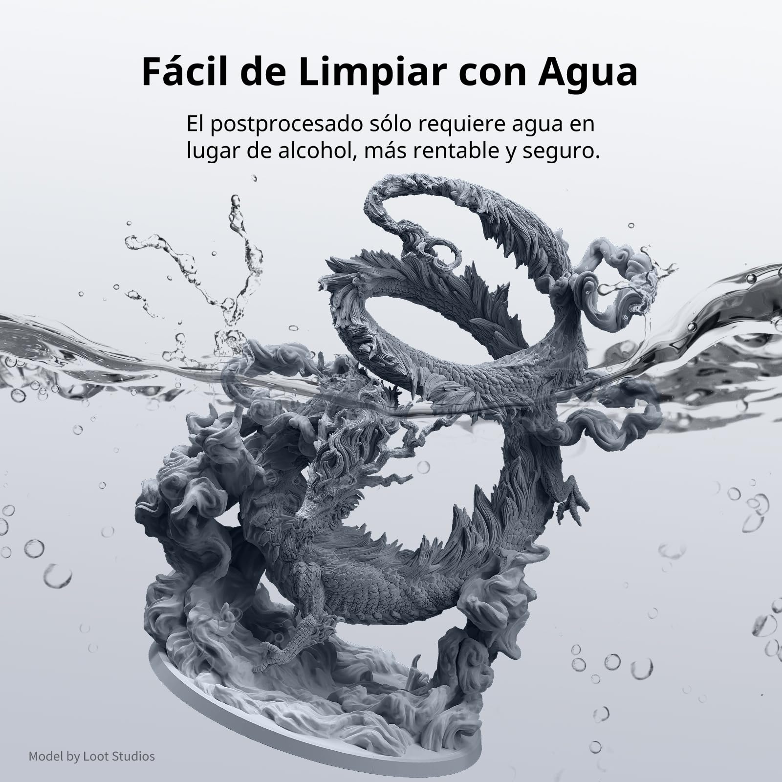 ANYCUBIC Water-Wash Resin 2.0, Resina para Impresoras 3D, Resina 3D de Alta Precisión de 405nm, Resina de Baja Contracción para Impresoras 3D de Resina DLP con Capacidad 4K/8K/12K LCD (Gris, 2000g)