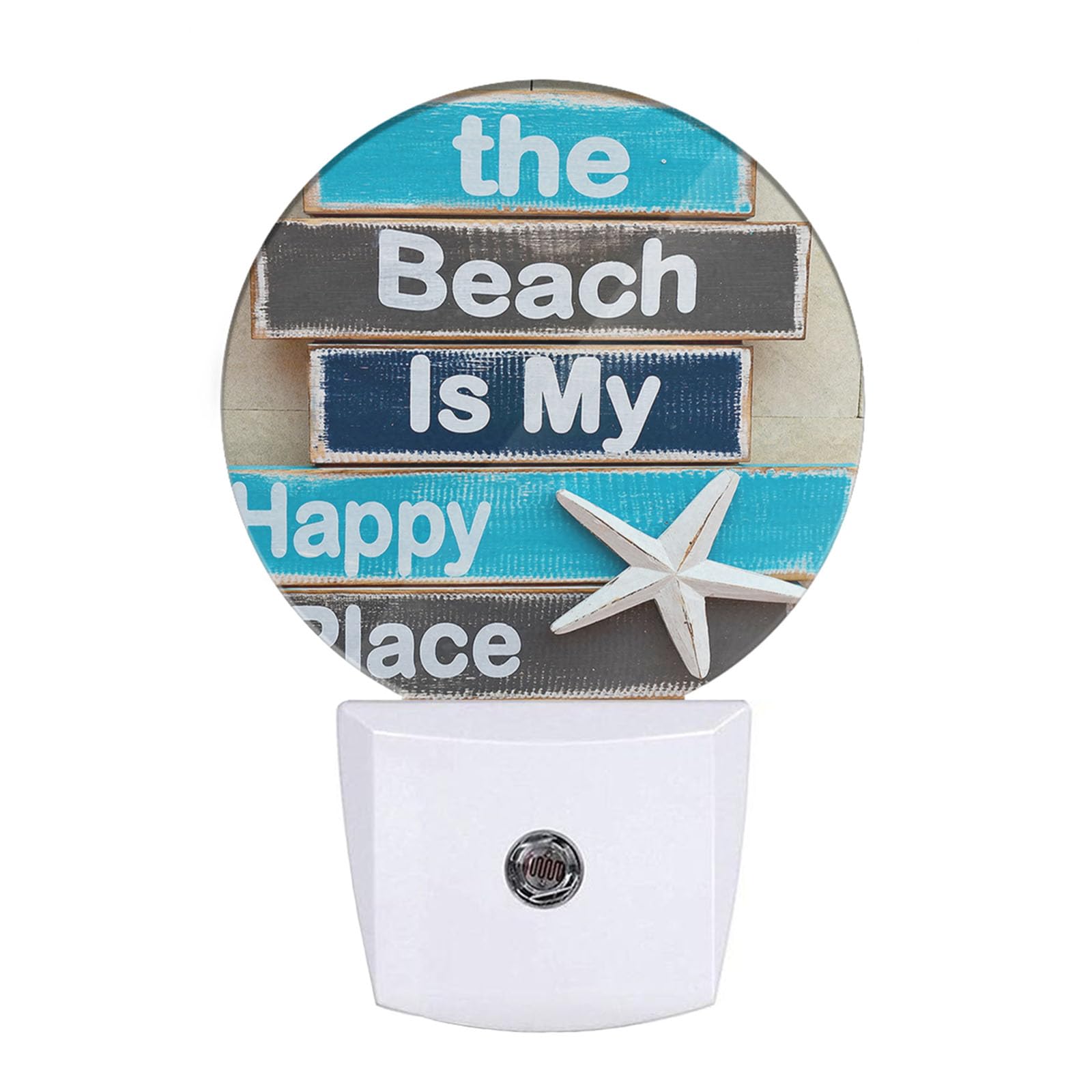 Coastal Starfish Night Light The Beach is My Happy Place Night Lights Plug into Wall for Boys Girls, Plug-in Nightlight 0.5W LED Lighting for Stairway Hallway Bedroom