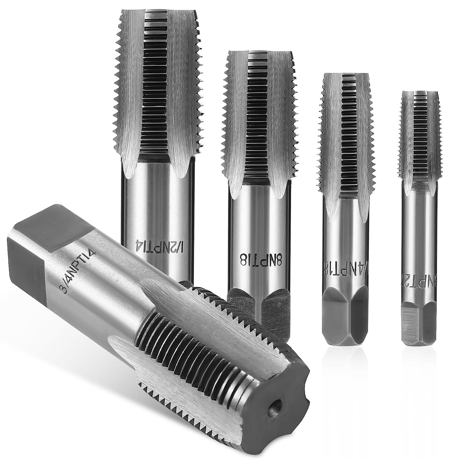 Homoyoyo 5pezzi Maschi Npt Acciaio Al Carbonio Per Riparazione Tubazioni Kit Versatile Con Diverse Per Idraulica e Manutenzione Meccanica Custodia Inclusa Per Comodo Stoccaggio