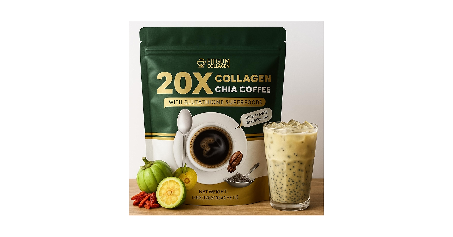 Amazon.com : Fitgum Collagen 20X Chia Coffee 11 in 1 Shape