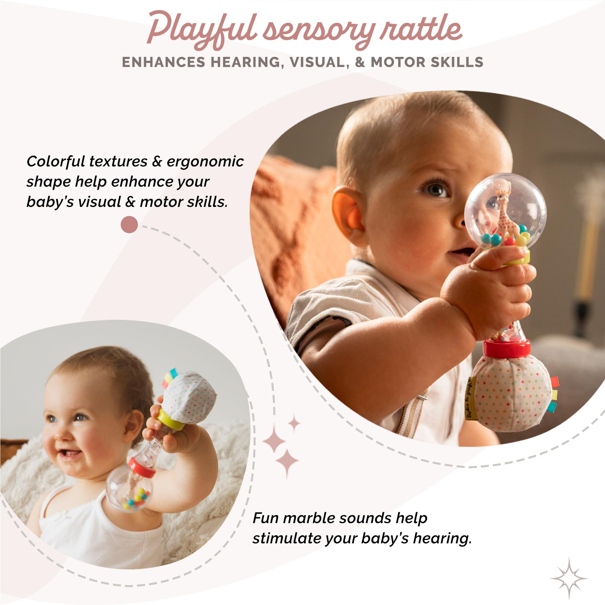 Sophie la Girafe - Coffret Cadeau Naissance Sophie la Girafe + hochet soft maracas - Contenant 1 jouet à mordiller caoutchouc 100% naturel, 1 hochet - Set d'activité pour enfant