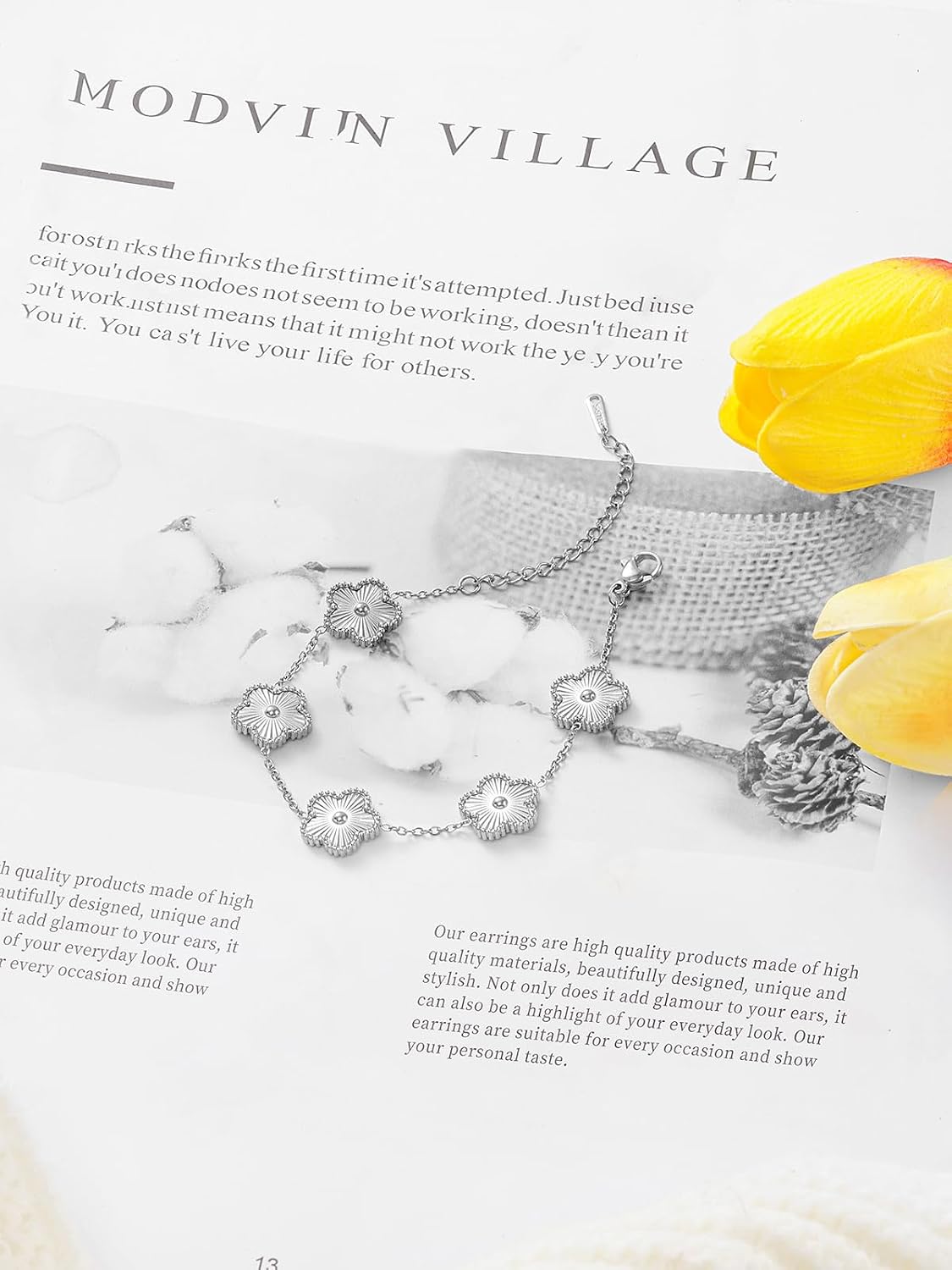 14K Gold Plated Dainty Four Leaf Clover Dot Bracelets for Women Lucky Flower Jewelry image 5