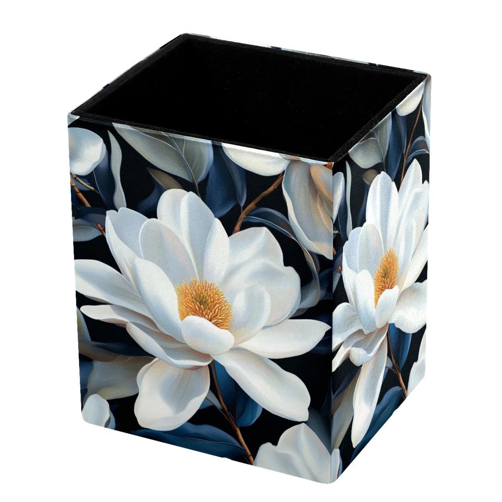 VAPOKF Pencil Holders for Desk, Magnolia Printed Pen Holders Pen Pot Makeup Brushes Storage Desktop Stationery Supplies Organiser for Home Office