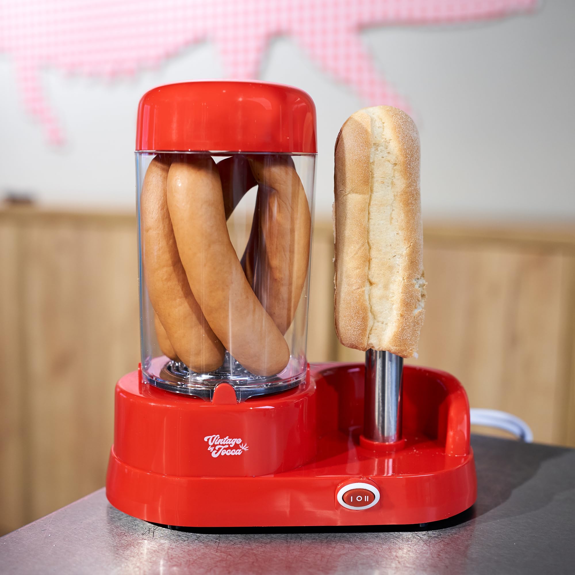 Jocca, Macchina per Hot Dog, 350W, Cuoci Würstel a Vapore e Scalda Pane, Capacità 6 Salsicce, Design Compatto