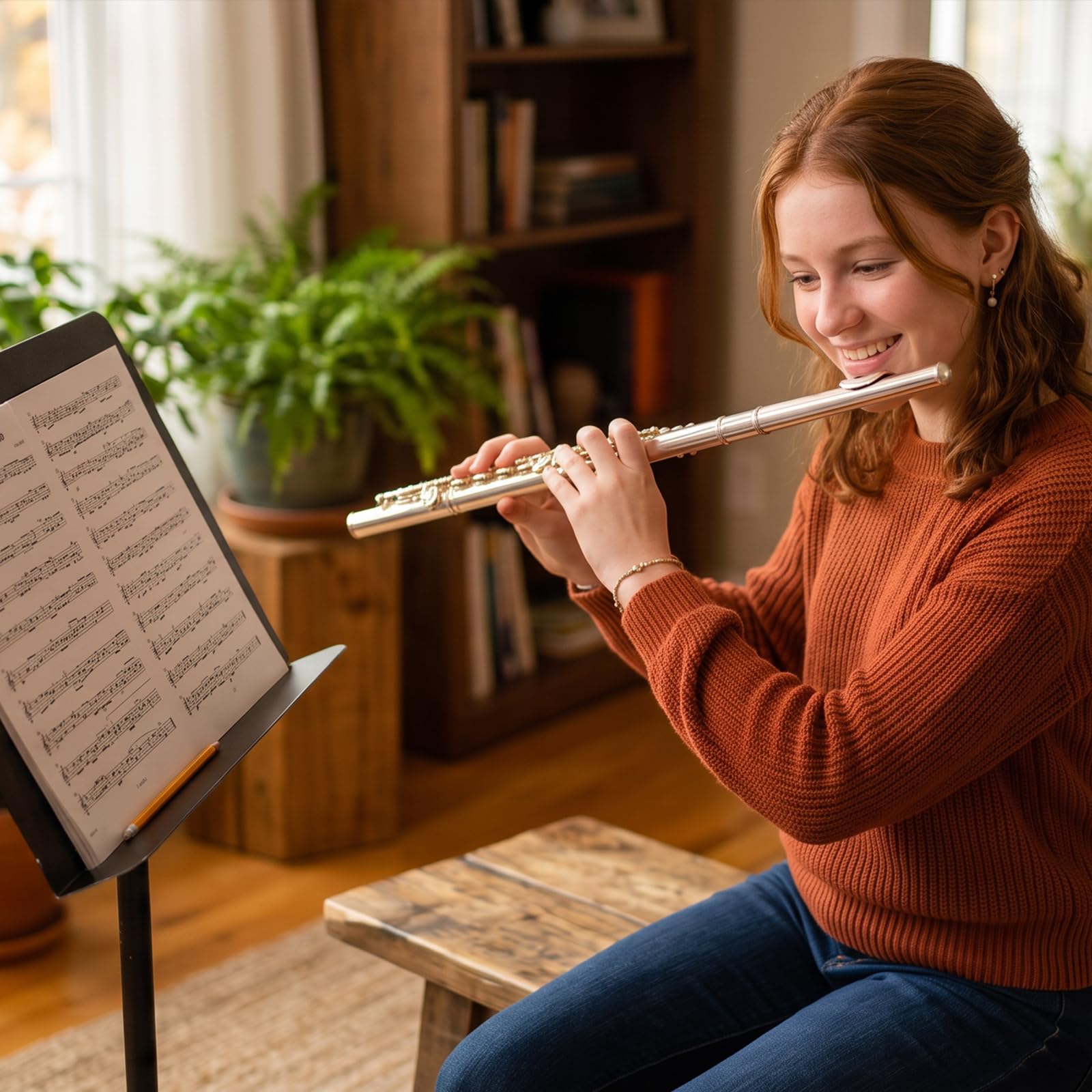 LeSage C Flöten Geschlossenes Loch 16 Schlüssel Silber Nickel Flöte für Anfänger Anfänger Student Schule Band mit Flöte Fall Flöte C Fuß Offset G Y-Arm