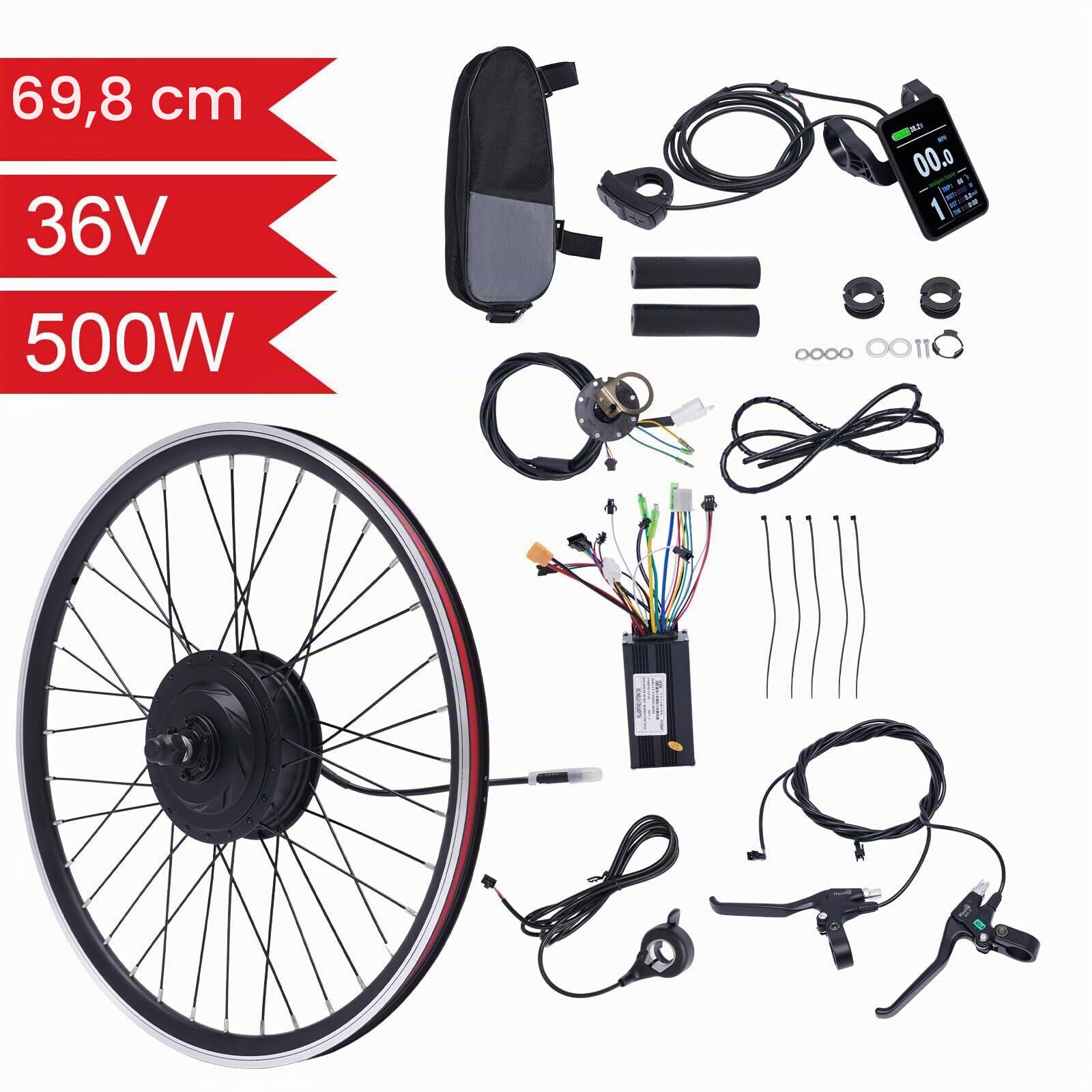27,5 Zoll Ebike Umbausatz 36V 500W Vorderrad Umbausatz Elektrofahrrad Umbausatz mit LCD-Anzeige Pedal Assistant Sensor Ebike Conversion Kit