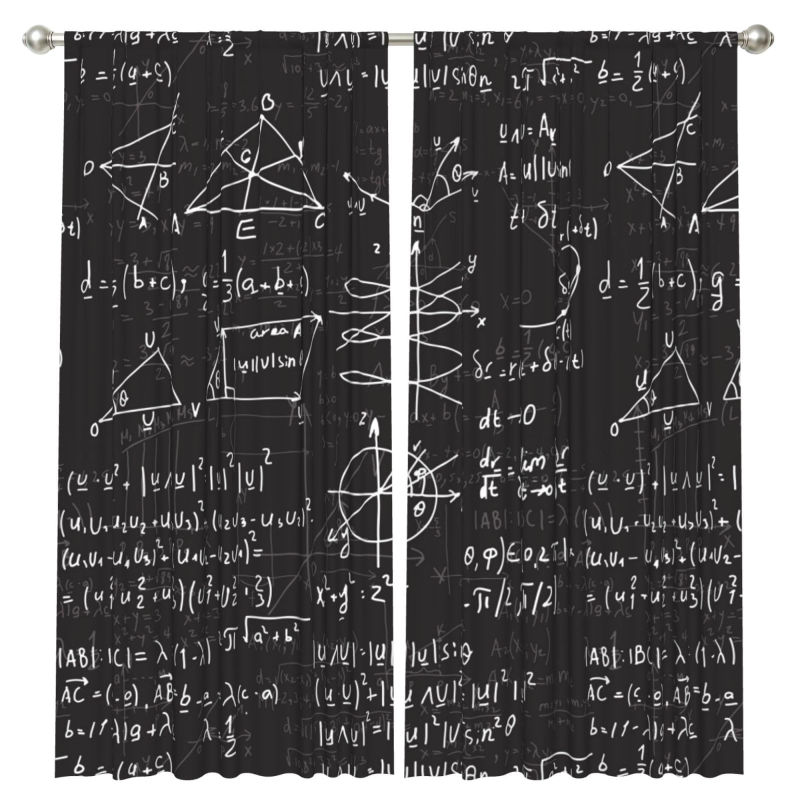 InOmak Math Formula, 2 Panels Window Curtains 52 x 84 Inch Blackout Curtains for Living Room Bedroom
