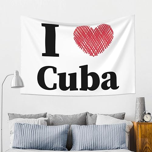 Miniatura 5 de IMEEGIEN Tapiz con texto en inglés "I Love Cuba" para colgar en la pared, 60 x 40 pulgadas, decoración del hogar para dormitorio, sala de estar,
