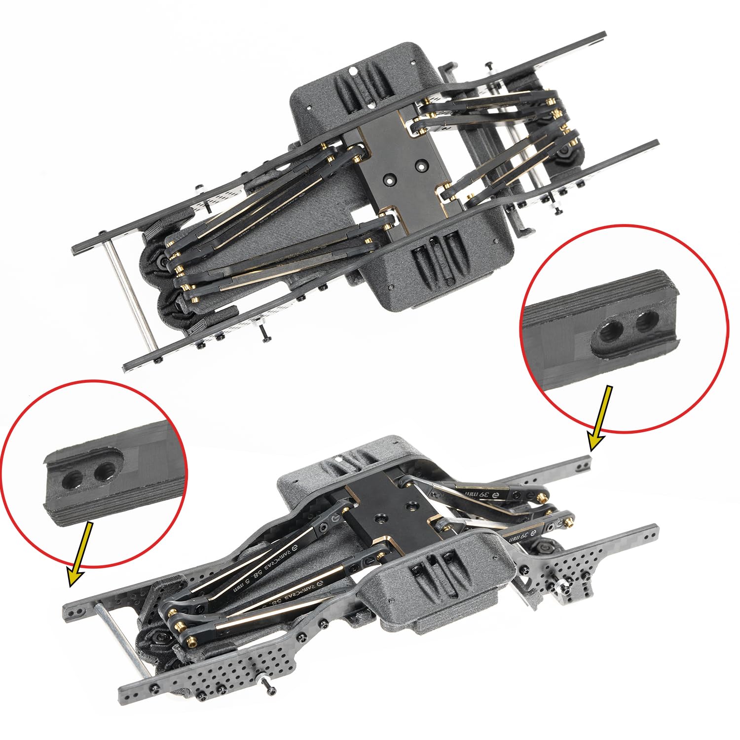 RampCrab Carbon Fiber Chassis Kit for SCX24, 7° Angled Skid, LCG Chassis Kit for Axial SCX24 Deadbolt, Betty B-17 Upgrade Part