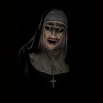 Nun Scary Halloween Mask, The Nun Creepiest Latex Full Head Mask Spirit Gothic Supernatural horror Halloween Party Costume