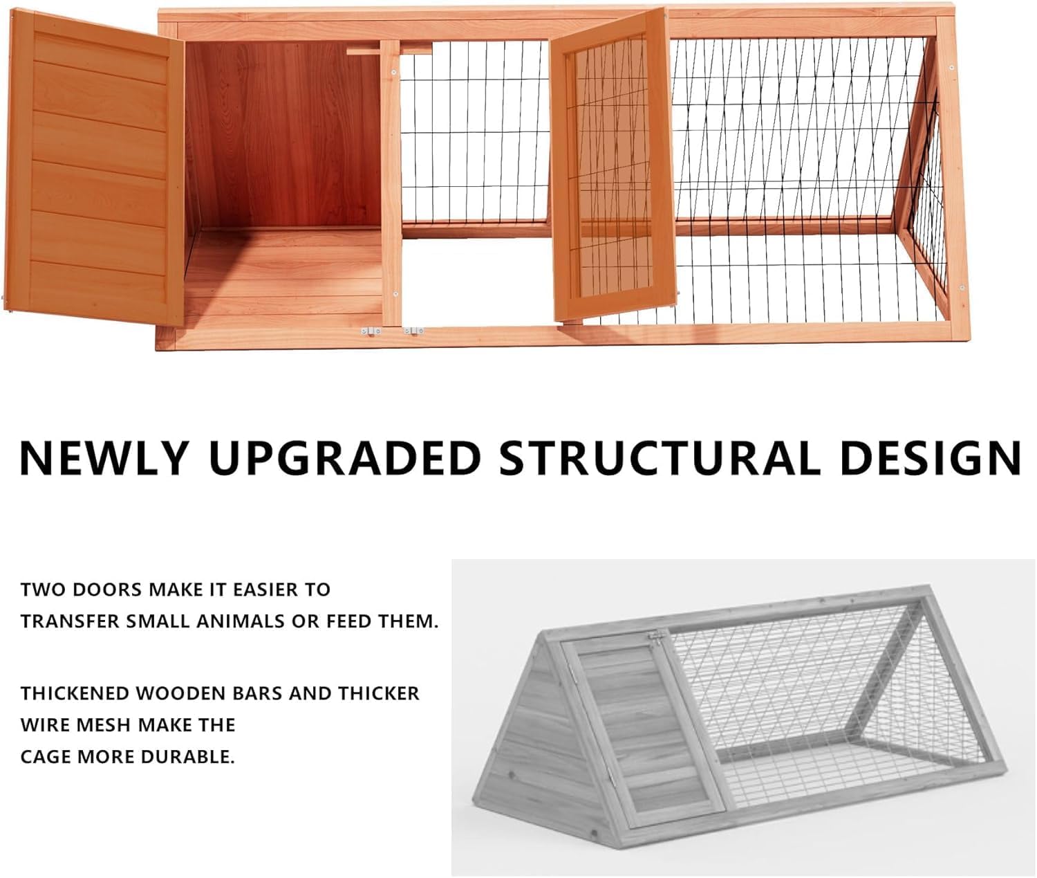 Rabbit Hutch & Chicken Coop Outdoor Small Animal Cage (Brown) (Brown)