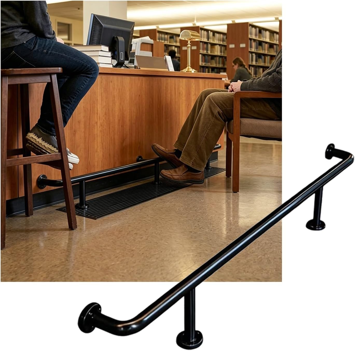Epano Black Lxxw Bar Foot Rail Stainless Steel Bar Foot Rail Kit 3.28Ft~16.4Ft Bars Feet Rails Bracket For Restaurant Kitchen Cafe Reception Desk(Schwarz,1.0M/3.28Ft)