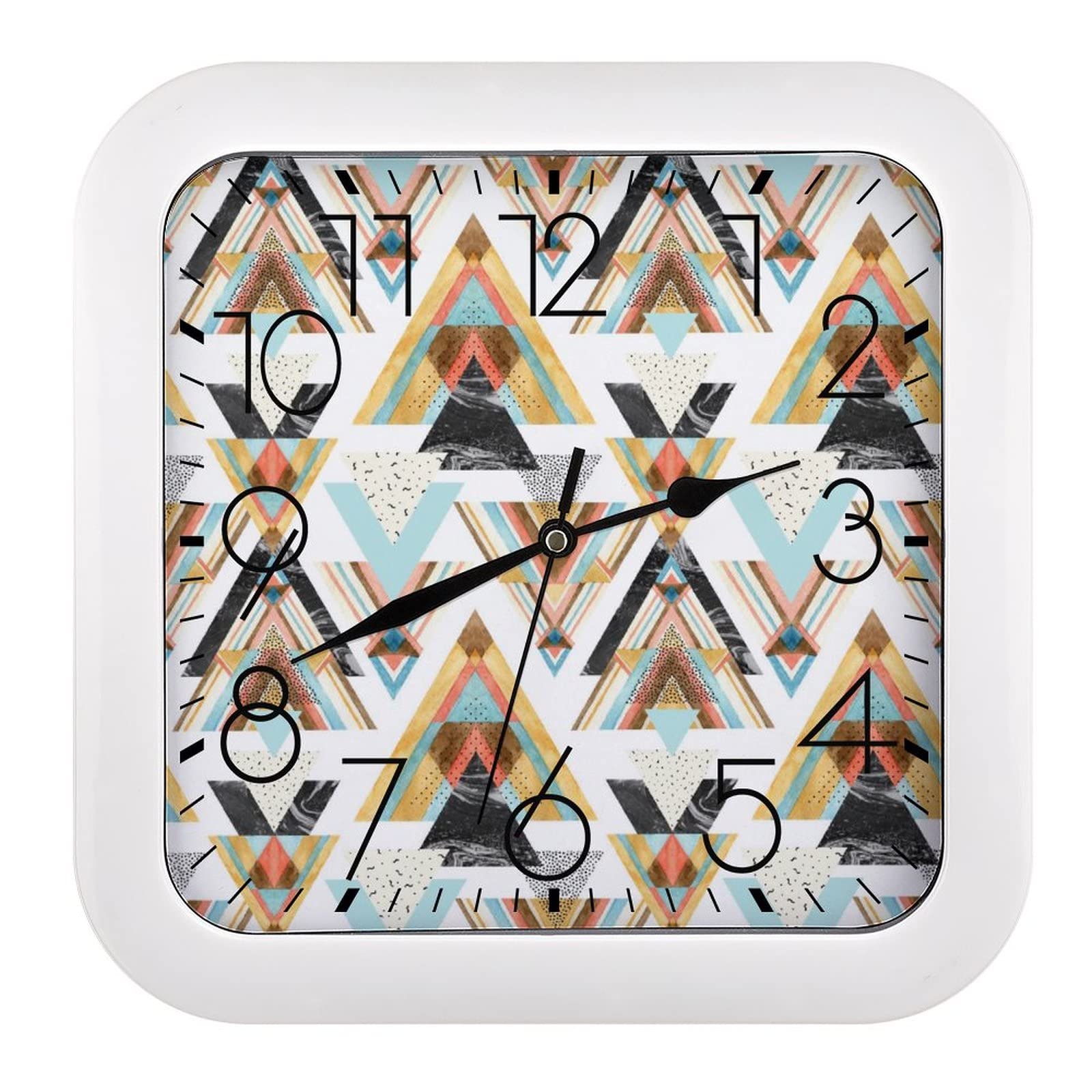 Horloge murale silencieuse avec mécanisme moderne géométrique pour salon