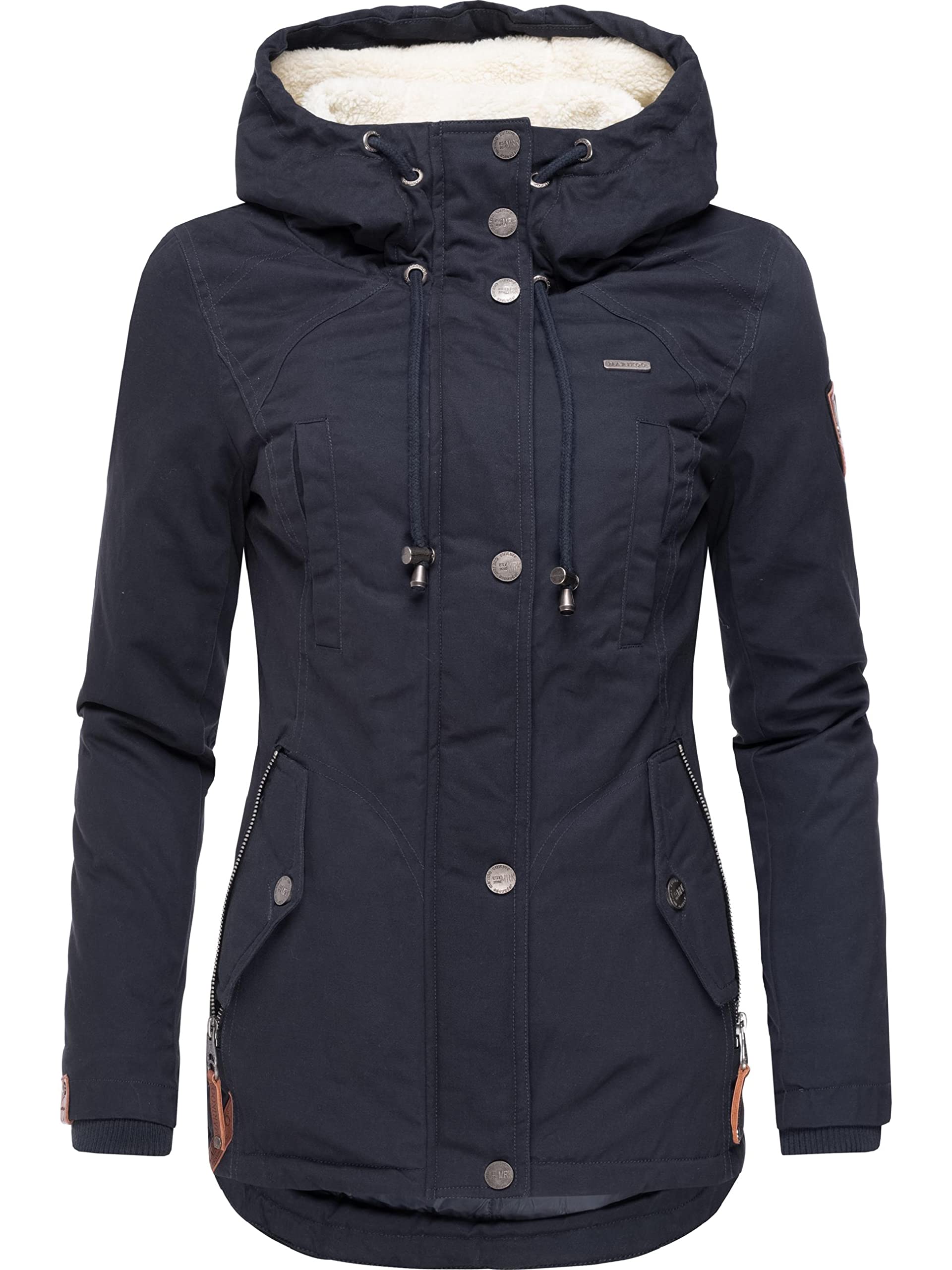 MARIKOO Cappotto corto invernale da donna con cappuccio Bikoo XS-XXL