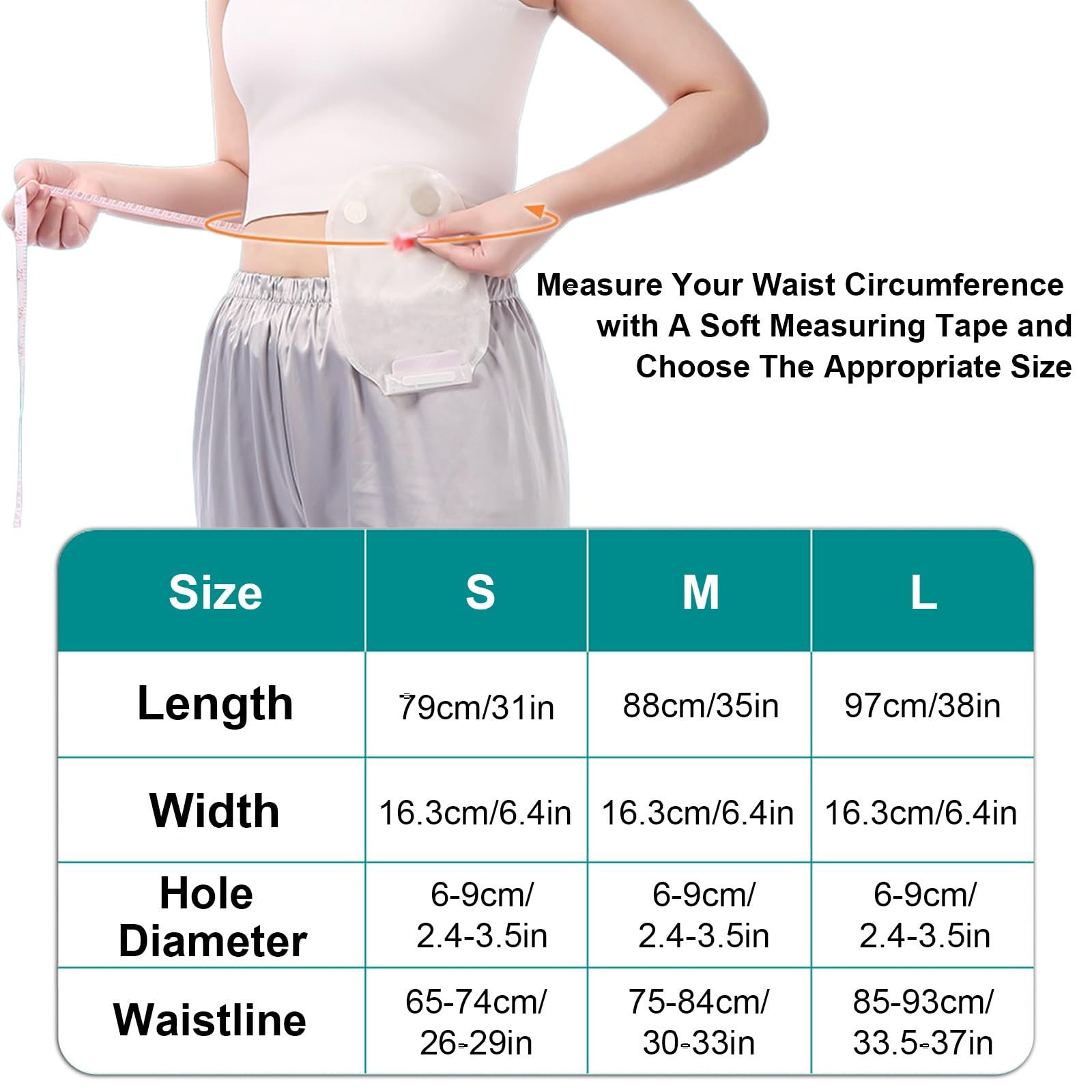 Stoma Gürtel, Stomagürtel für Männer und Frauen, Ostomie Gürtel mit Individuell Anpassbarer Öffnung (6–9 Cm), Zur Vorbeugung von Stomahernien(Medium)