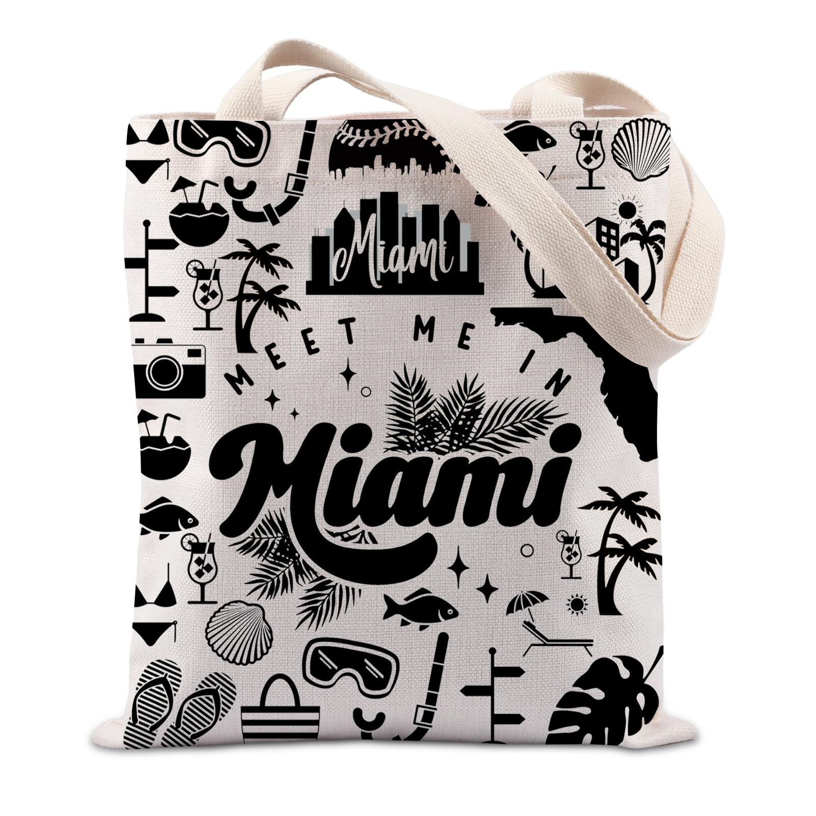 Lywjyb Birdgot Meet Me In Miami Tote Bag Miami Trip Shopping Bag Vacay Gifts Drinking Gift Beach Gifts for Sister