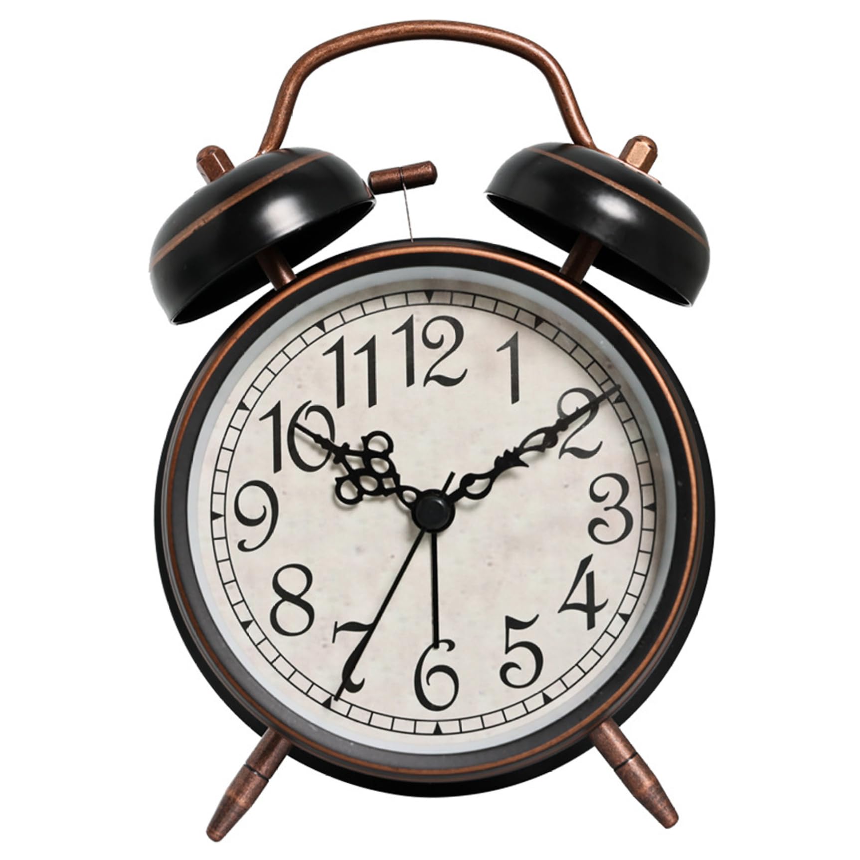 Reloj despertador retro con doble campana metálica y luz analógica a pilas para escritorio
