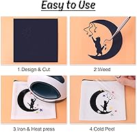 Vista 5 de HTVRONT Rollos de vinilo HTV - Vinilo de transferencia de calor, 12" x 5 pies negro, fácil de cortar y quitar para diseño de vinilo térmico