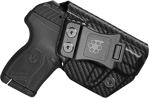 Amberide IWB & OWB KYDEX Holster Fit Ruger LCP MAX .380 Pistol, Inside Outside Waistband Concealed Carry Holster, Adjustable Cant & 'Posi-Click'