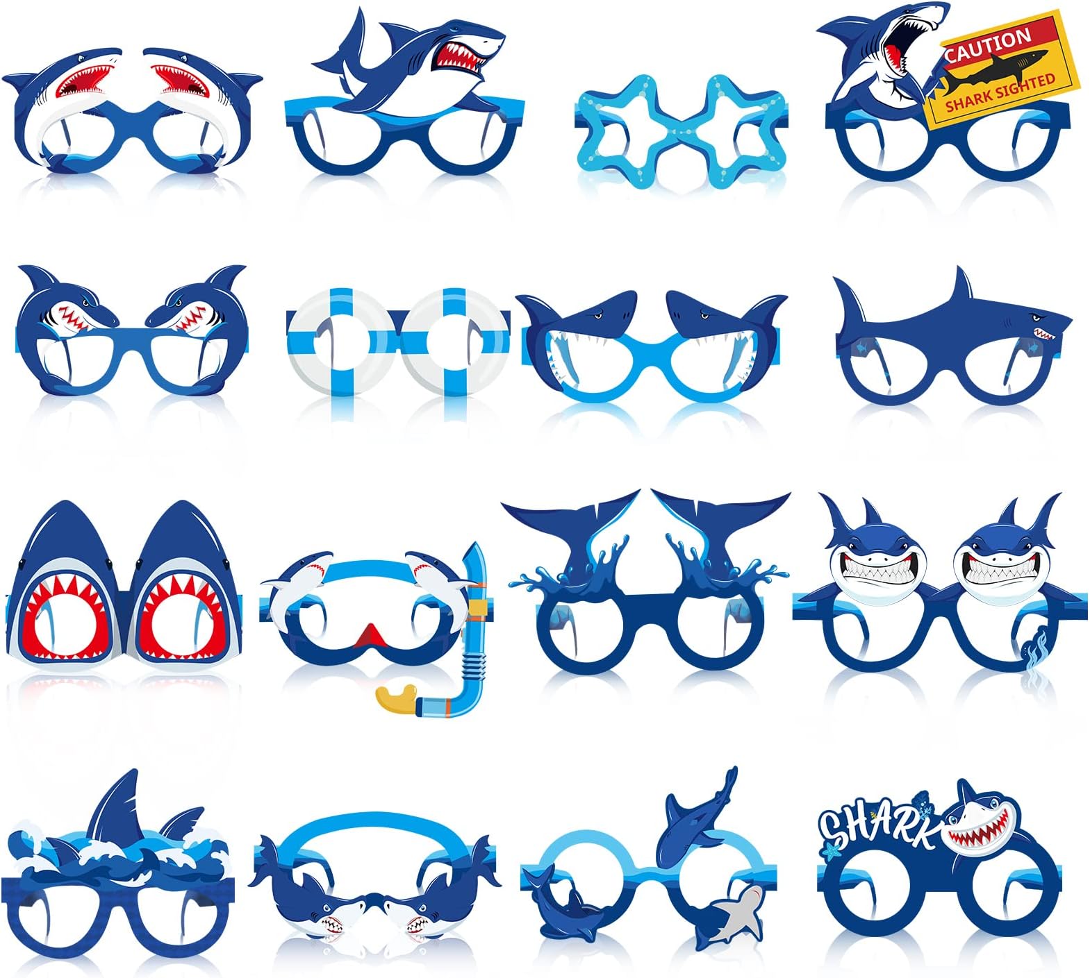 Liliful 32 Pcs Shark Party Eyeglasses Kids Shark Paper Eyeglasses Ocean Sea Glasses Ocean Animal Paper Glasses Photo Booth Props Under The Sea Party Supplies for Kids Boys Girls