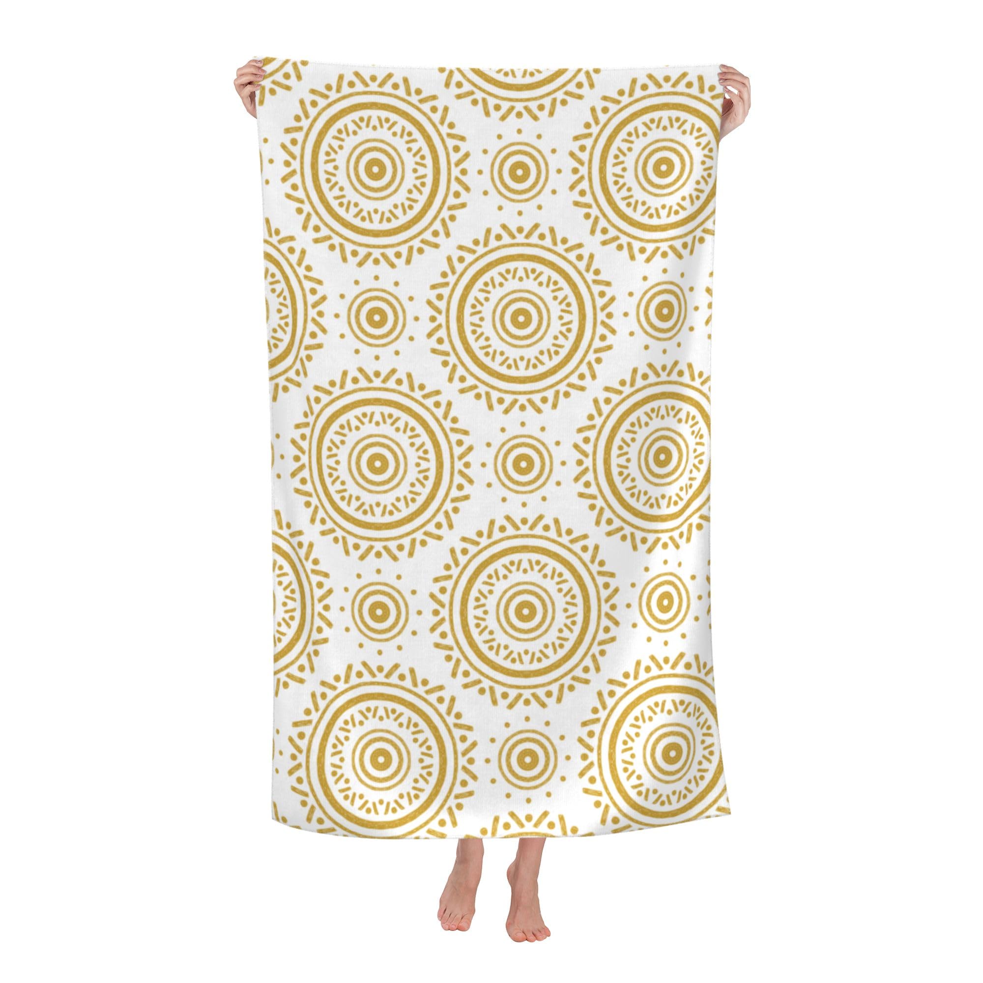 LSRCPD Boho Beach Towel 32x52in Microfiber Quick Dry Bath Bohemian Big Towels Soft Lightweight Pool Abstract Oriental Pattern Oversized Towels Sand Free Travel Swimming Decor Gifts for Adults